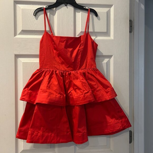 New With Tags Tiered Poplin Ruffle Mini Dress Size Medium Party Flirty Coquette - Picture 9 of 15